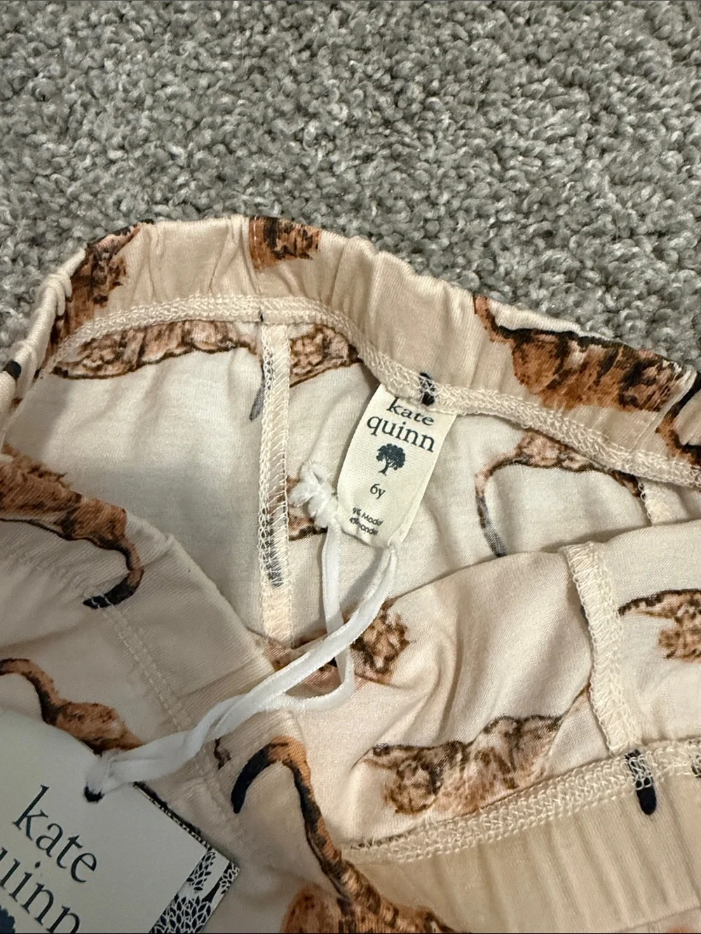 kate quinn Cream Leggings with Brown Tiger Print